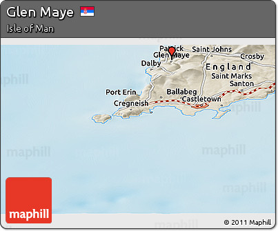 Shaded Relief Panoramic Map of Glen Maye