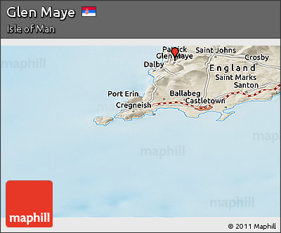 Shaded Relief Panoramic Map of Glen Maye