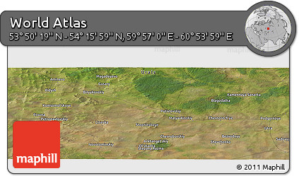 Satellite Panoramic Map of the Area around 54° 3' 9" N, 60° 25' 29" E