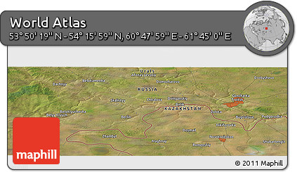 Satellite Panoramic Map of the Area around 54° 3' 9" N, 61° 16' 29" E