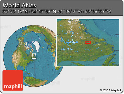 Satellite Location Map of the Area around 54° 3' 9" N, 61° 7' 30" W
