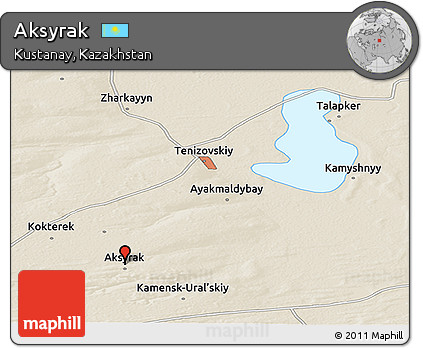 Shaded Relief Panoramic Map of Aksyrak