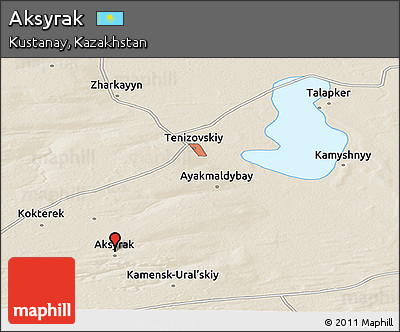 Shaded Relief Panoramic Map of Aksyrak