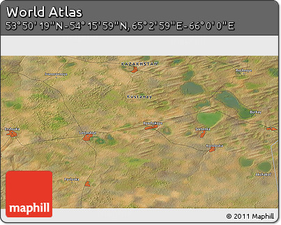 Satellite 3D Map of the Area around 54° 3' 9" N, 65° 31' 30" E
