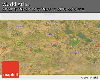 Satellite 3D Map of the Area around 54° 3' 9" N, 65° 31' 30" E