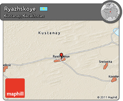 Shaded Relief 3D Map of Ryazhskoye