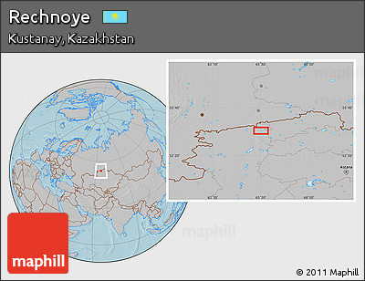 Gray Location Map of Rechnoye, hill shading