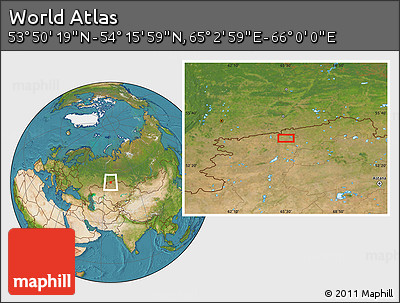 Satellite Location Map of the Area around 54° 3' 9" N, 65° 31' 30" E