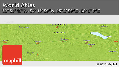 Physical Panoramic Map of the Area around 54° 3' 9" N, 65° 31' 30" E