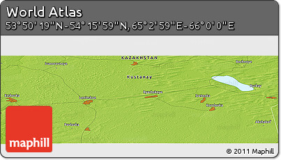 Physical Panoramic Map of the Area around 54° 3' 9" N, 65° 31' 30" E
