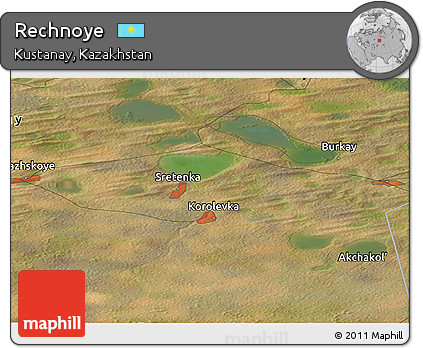 Satellite Panoramic Map of Rechnoye