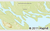 Physical 3D Map of the area around 54° 3' 9" N, 65° 22' 30" W