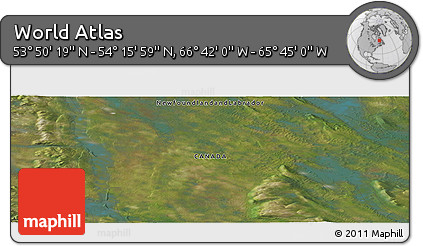 Satellite Panoramic Map of the Area around 54° 3' 9" N, 66° 13' 29" W