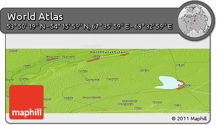 Physical Panoramic Map of the Area around 54° 3' 9" N, 68° 4' 29" E