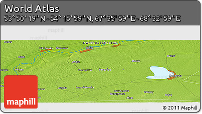 Physical Panoramic Map of the Area around 54° 3' 9" N, 68° 4' 29" E