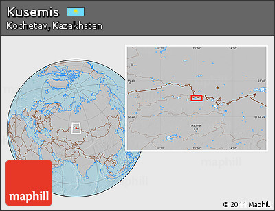 Gray Location Map of Kusemis, hill shading