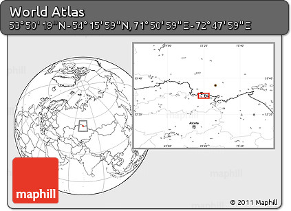Blank Location Map of the Area around 54° 3' 9" N, 72° 19' 29" E