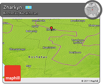 Physical Panoramic Map of Zharkyn