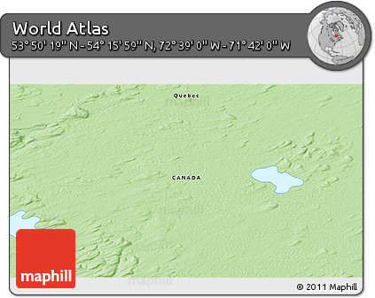 Political 3D Map of the Area around 54° 3' 9" N, 72° 10' 30" W