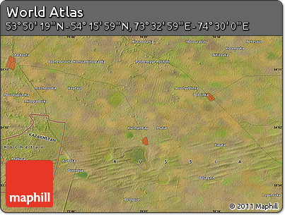 Satellite Map of the Area around 54° 3' 9" N, 74° 1' 30" E