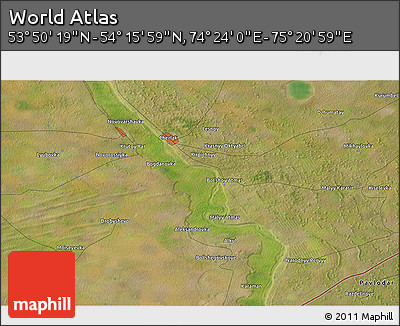 Satellite 3D Map of the Area around 54° 3' 9" N, 74° 52' 30" E