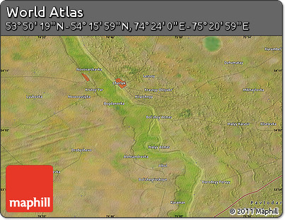 Satellite Map of the Area around 54° 3' 9" N, 74° 52' 30" E