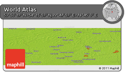 Physical Panoramic Map of the Area around 54° 3' 9" N, 78° 16' 30" E