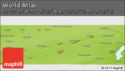 Physical Panoramic Map of the Area around 54° 3' 9" N, 80° 49' 29" E