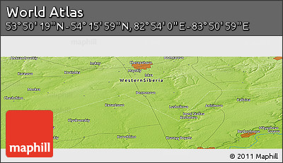 Physical Panoramic Map of the Area around 54° 3' 9" N, 83° 22' 30" E