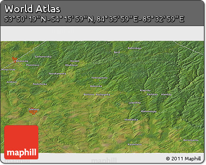 Satellite 3D Map of the Area around 54° 3' 9" N, 85° 4' 29" E