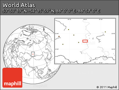 Blank Location Map of the Area around 54° 3' 9" N, 88° 28' 29" E