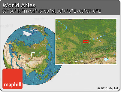 Satellite Location Map of the Area around 54° 3' 9" N, 88° 28' 29" E