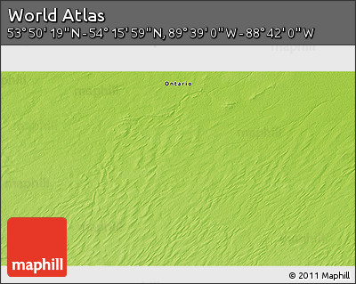 Physical 3D Map of the Area around 54° 3' 9" N, 89° 10' 30" W