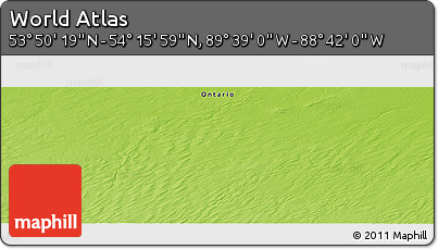 Physical Panoramic Map of the Area around 54° 3' 9" N, 89° 10' 30" W