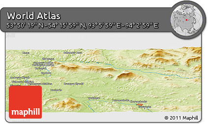 Physical Panoramic Map of the Area around 54° 3' 9" N, 93° 34' 29" E