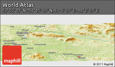 Physical Panoramic Map of the Area around 54° 3' 9" N, 93° 34' 29" E