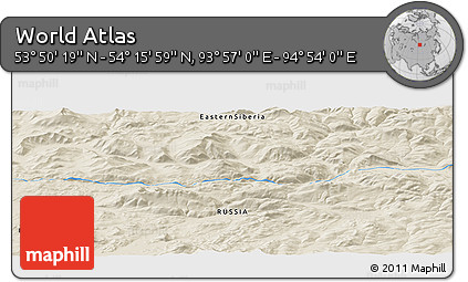 Shaded Relief Panoramic Map of the Area around 54° 3' 9" N, 94° 25' 30" E