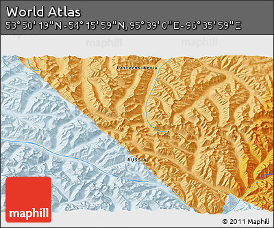 Political 3D Map of the Area around 54° 3' 9" N, 96° 7' 30" E