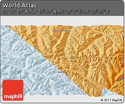 Political 3D Map of the Area around 54° 3' 9" N, 96° 7' 30" E