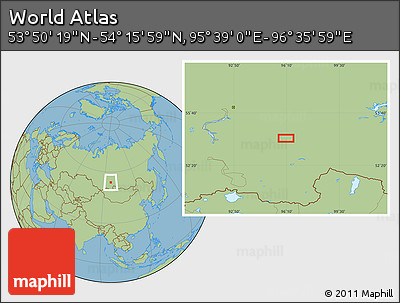 Savanna Style Location Map of the Area around 54° 3' 9" N, 96° 7' 30" E