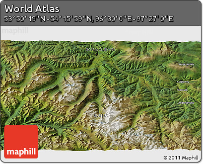 Satellite 3D Map of the Area around 54° 3' 9" N, 96° 58' 29" E