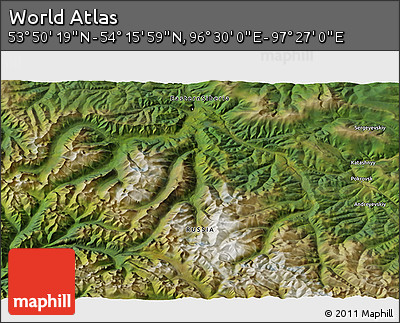 Satellite 3D Map of the Area around 54° 3' 9" N, 96° 58' 29" E