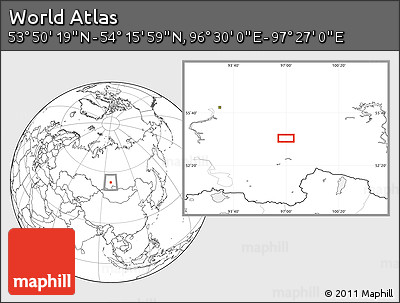Blank Location Map of the Area around 54° 3' 9" N, 96° 58' 29" E