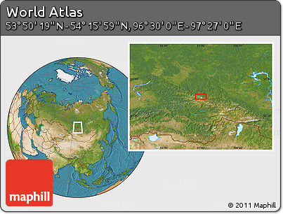 Satellite Location Map of the Area around 54° 3' 9" N, 96° 58' 29" E