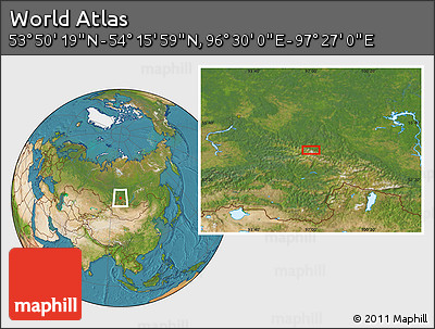 Satellite Location Map of the Area around 54° 3' 9" N, 96° 58' 29" E
