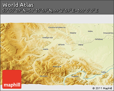 Physical 3D Map of the Area around 54° 3' 9" N, 99° 31' 30" E