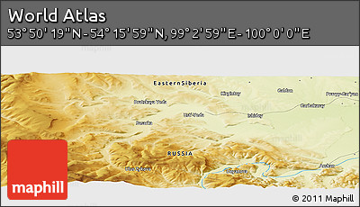 Physical Panoramic Map of the Area around 54° 3' 9" N, 99° 31' 30" E