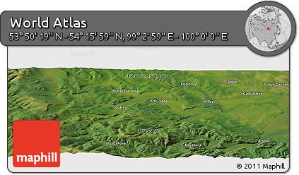 Satellite Panoramic Map of the Area around 54° 3' 9" N, 99° 31' 30" E