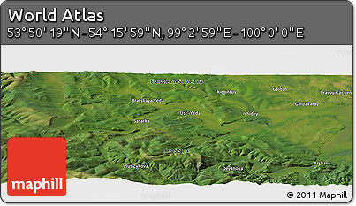Satellite Panoramic Map of the Area around 54° 3' 9" N, 99° 31' 30" E