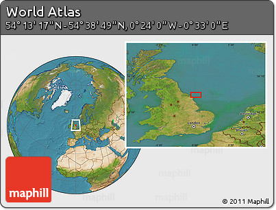 Satellite Location Map of the Area around 54° 26' 3" N, 0° 4' 30" E